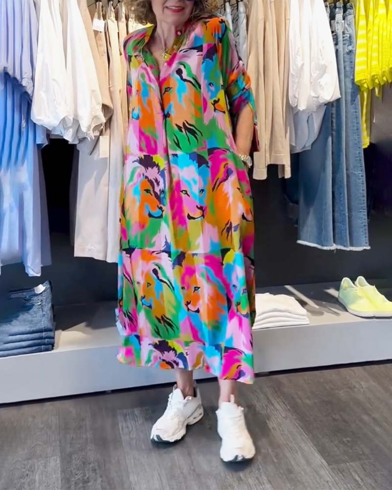 Robe à impression colorée et poches