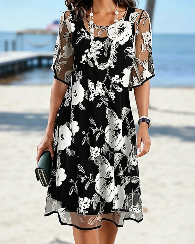 Robe Col Rond Floral