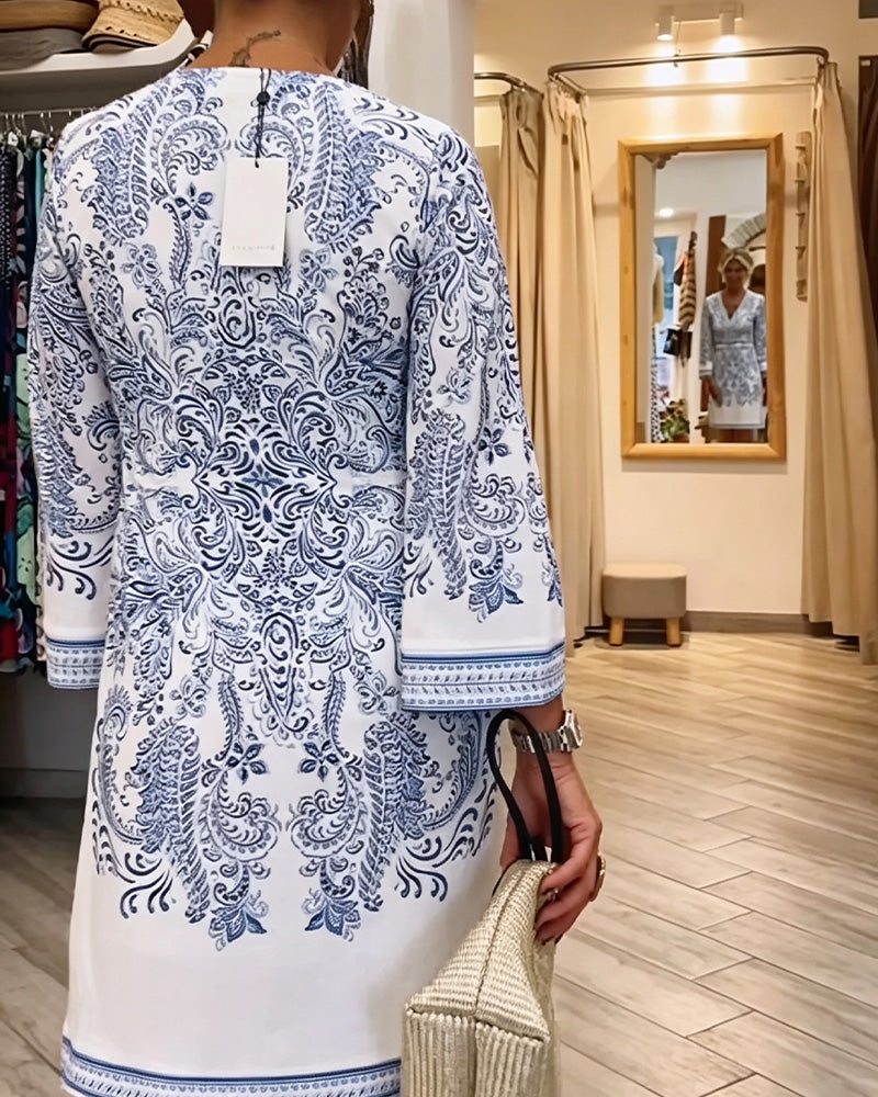 Robe Décontractée Col V Imprimée
