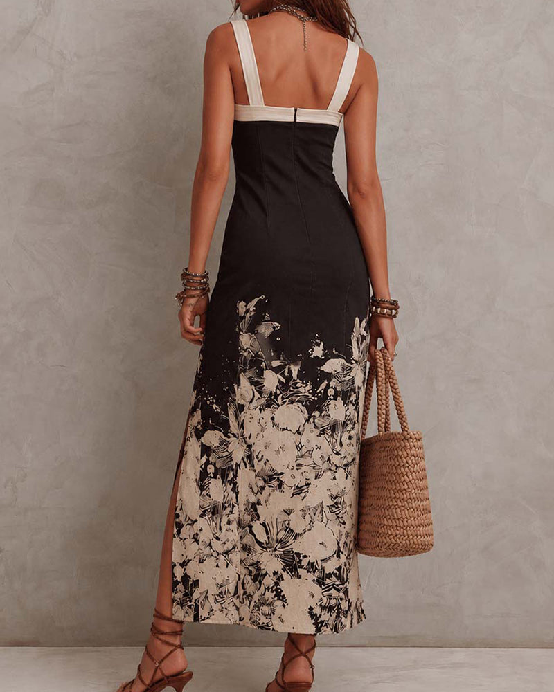Robe Encre Lavage Camisole Bodycon Fente