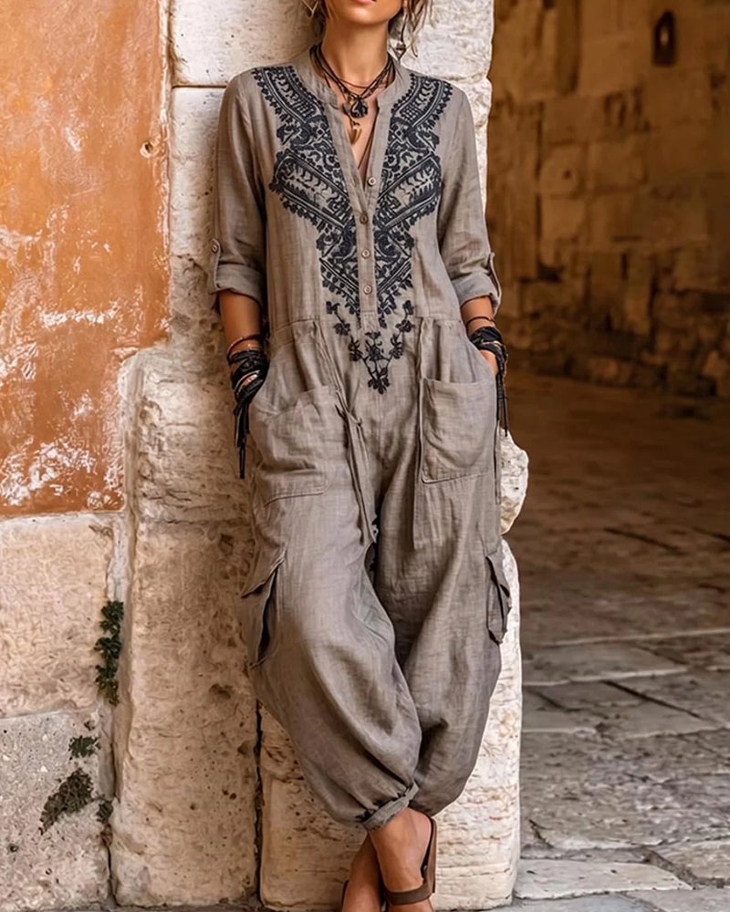 Jumpsuit Imprimé Cargo Jambe Effilée
