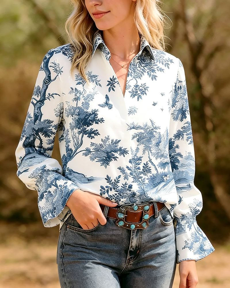 Chemise Imprimée À Manches Longues