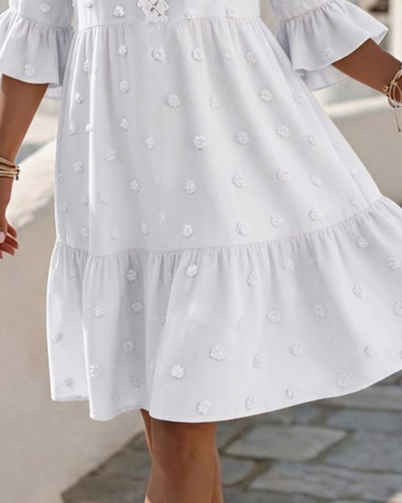 Robe Col V Dentelle Patchwork