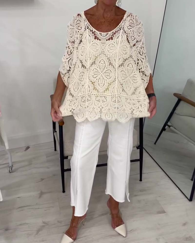 Pullover Manche Trois-Quarts Découpe