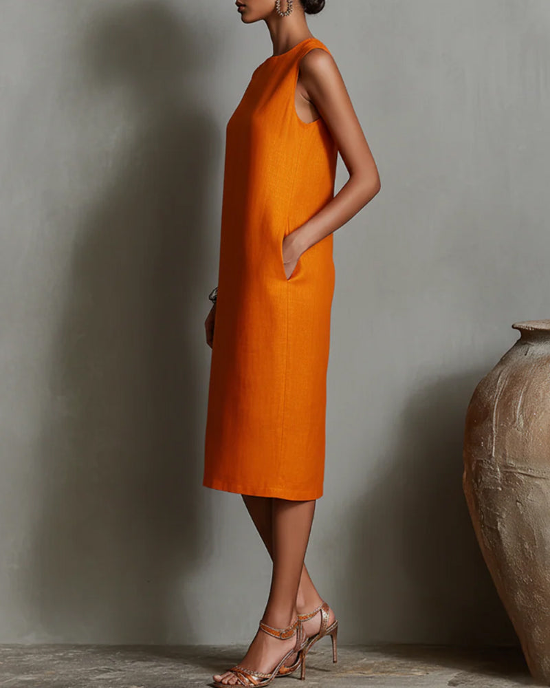 Robe Décontractée Col Rond Sans Manches