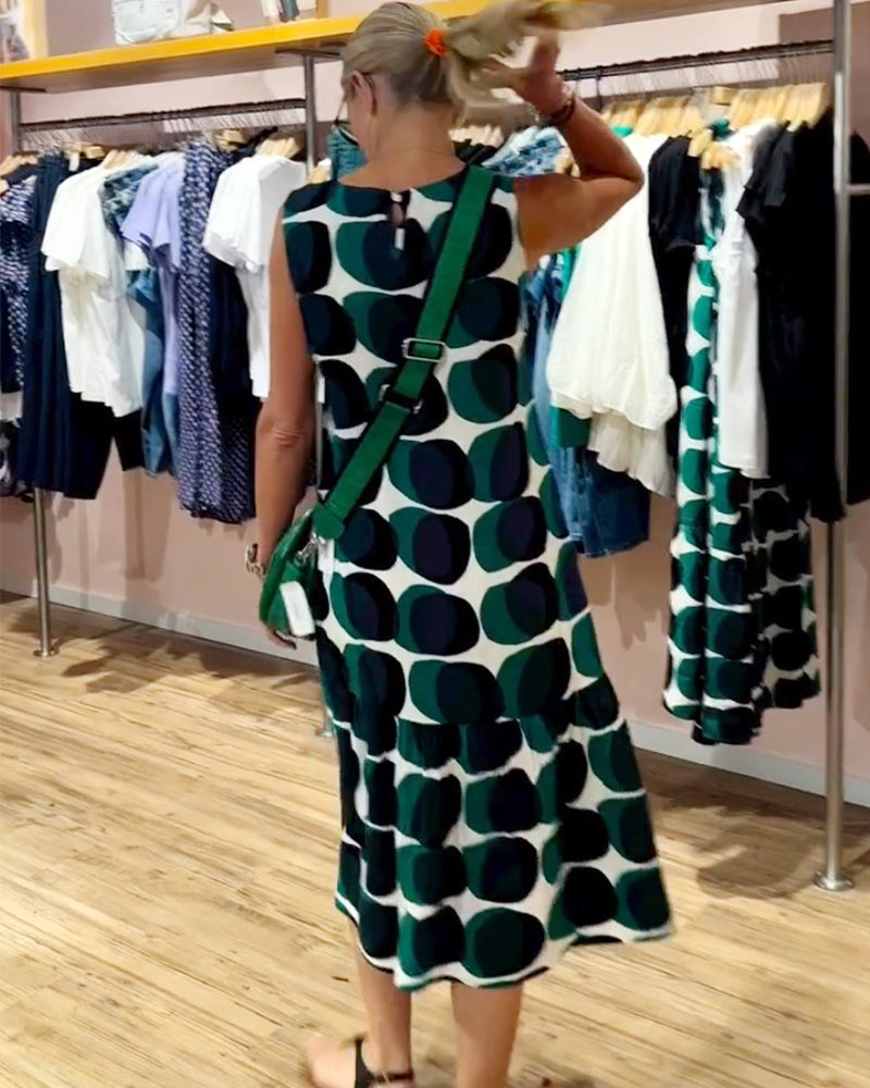 Robe imprimée sans manches à col rond