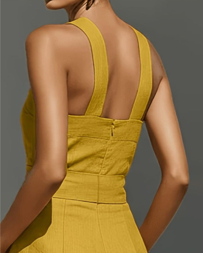 Combinaison Col Halter Décolleté Épaules Larges