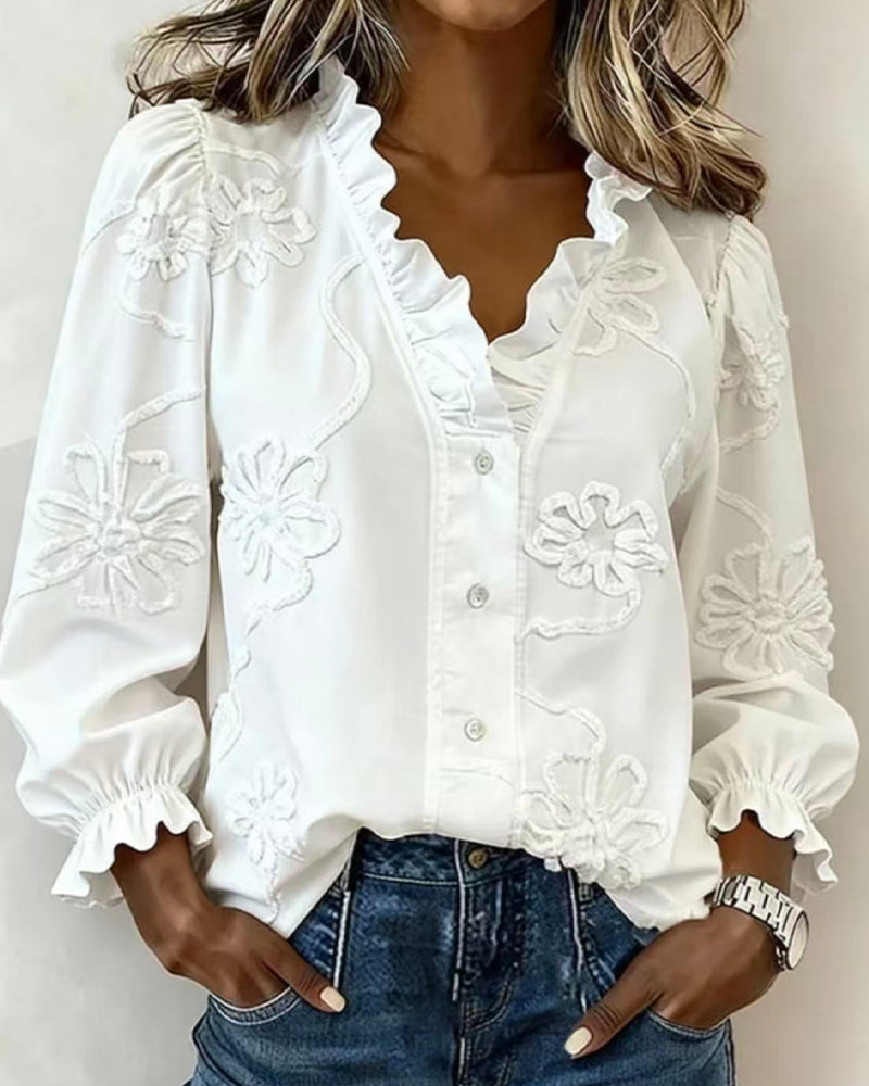 Blouse Volant Manche Bouffante