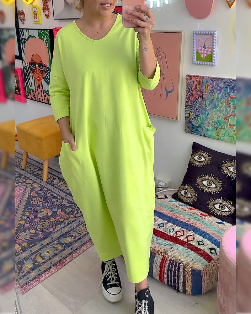 Robe Manches Courtes Poche T-Shirt