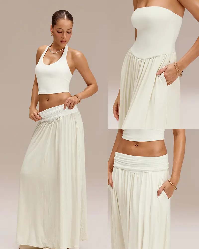 Robe Convertible Sans Bretelles Taille-Cintrée