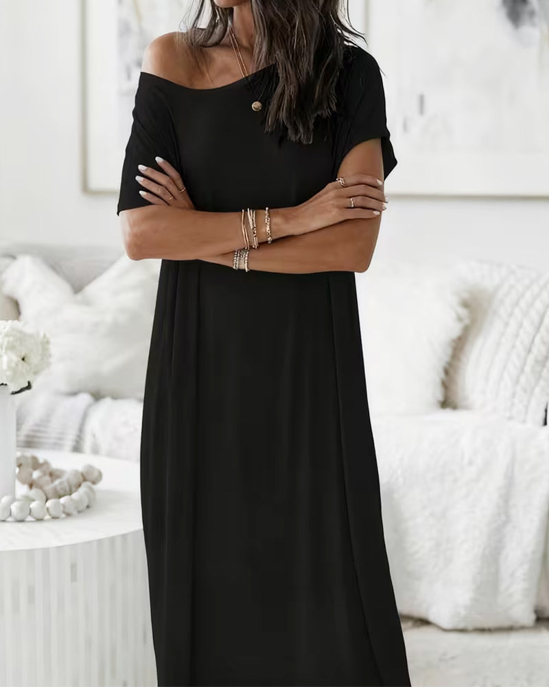 Robe Unie Longue Décontractée