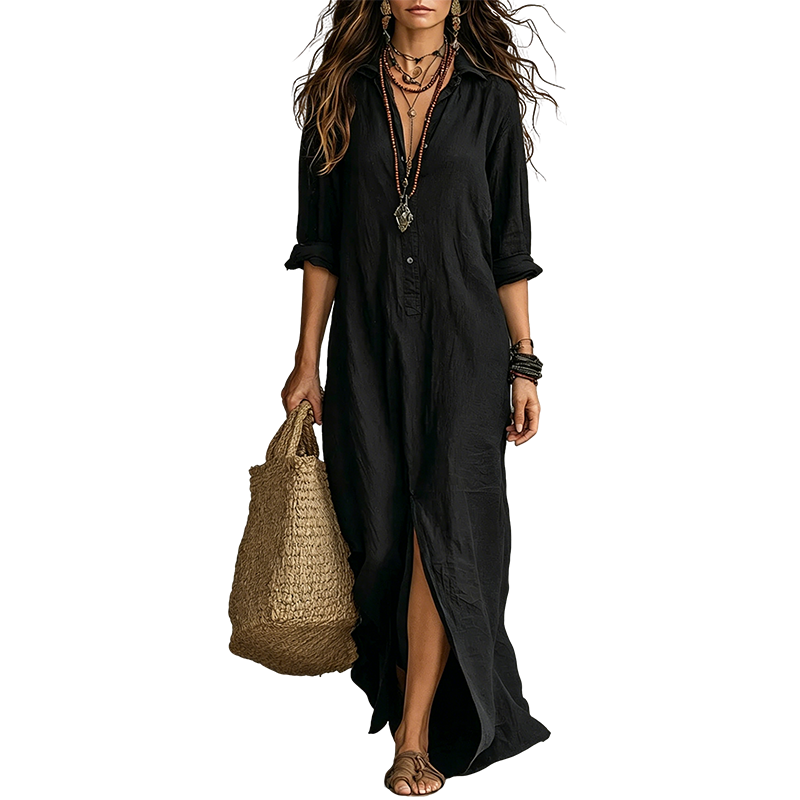 Robe Col V Longue