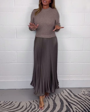 Robe plissée décontractée en patchwork de couleurs contrastées