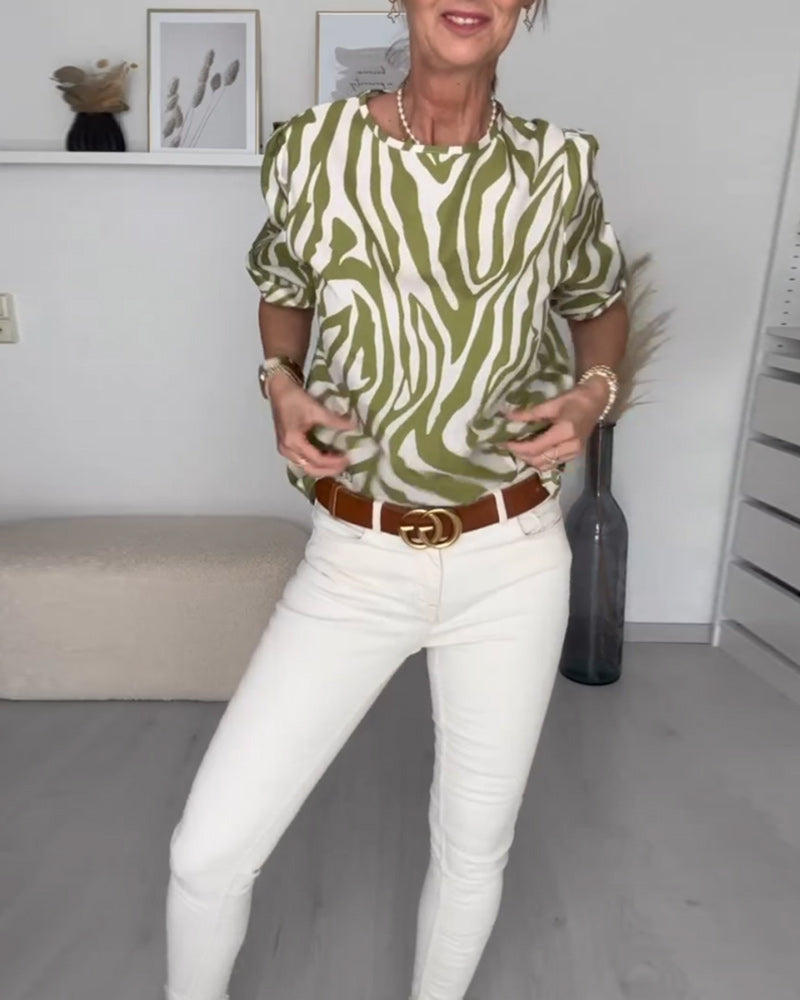 Blouse col rond imprimé zèbre