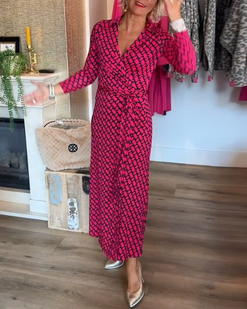 Robe longue élégante à col en V