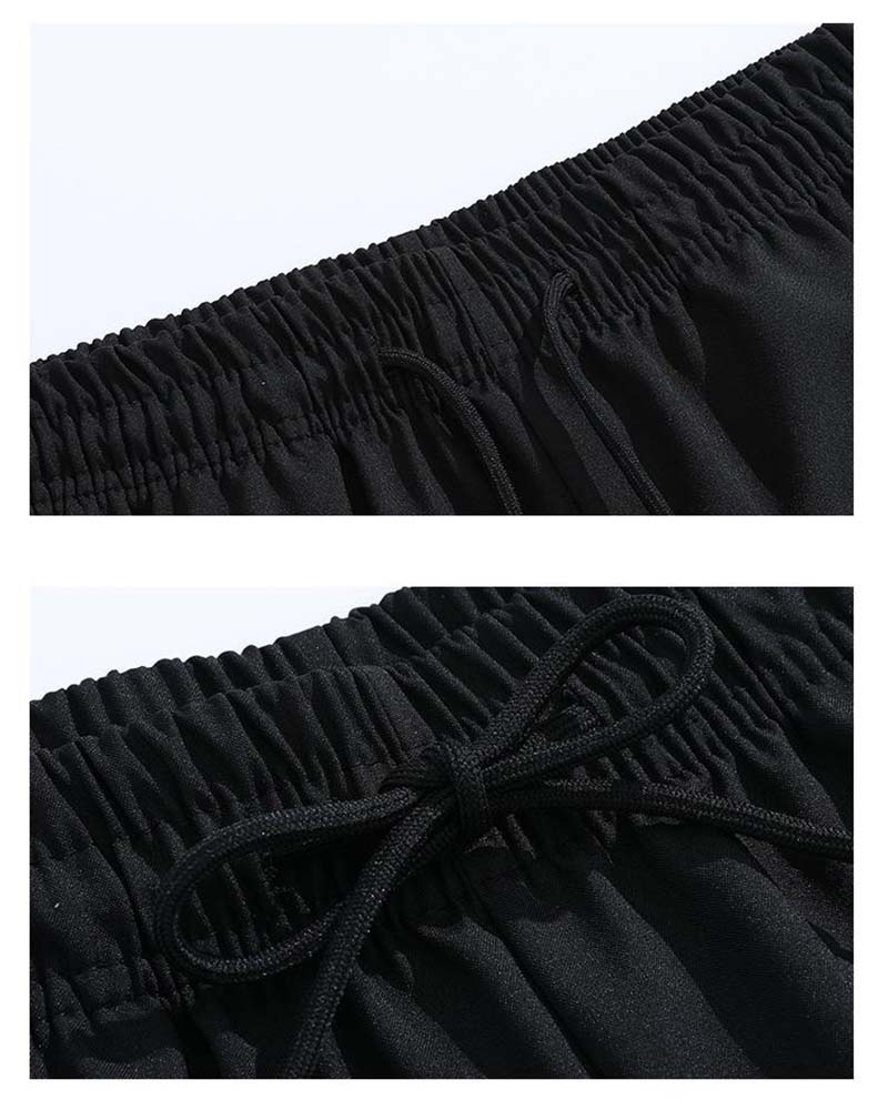 Shorts Double Rayure Blanche Mi-Cuisse Décontracté