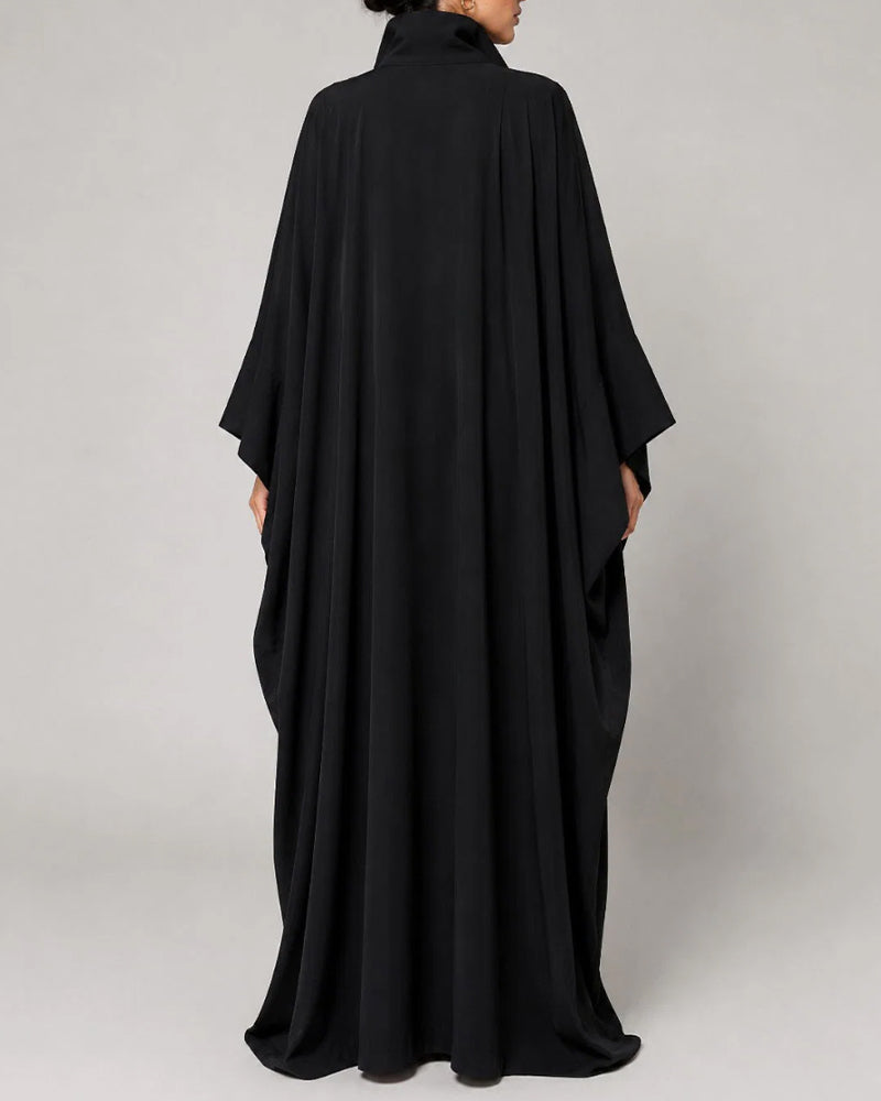 Robe Revers Manches Chauve-Souris Chemise