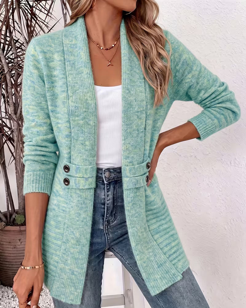 Cardigan Unie Bouton Orné