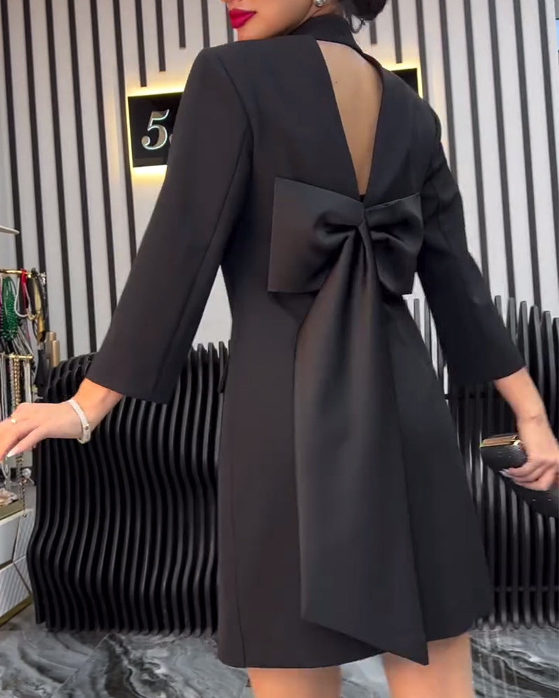 Robe Col Nœud Papillon Costume À Double Boutonnage