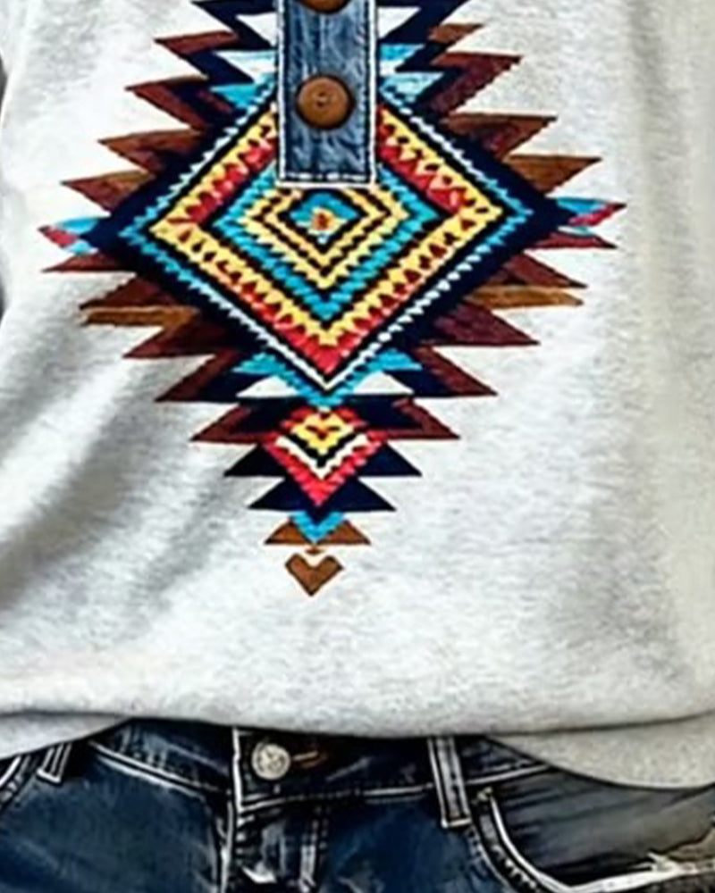 Sweat Imprimé Color-Block À Col Boutonné