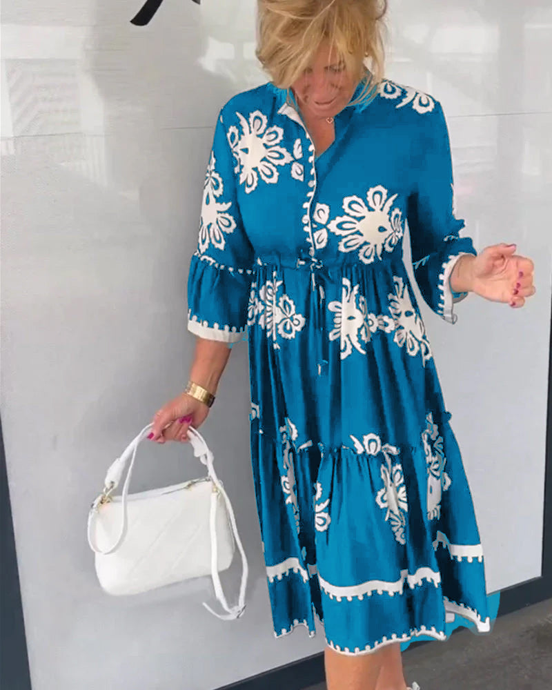 Robe à imprimé floral et manches 3/4