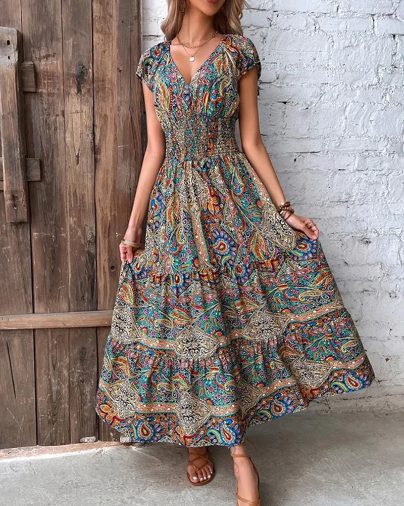 Robe élégante à imprimé vintage