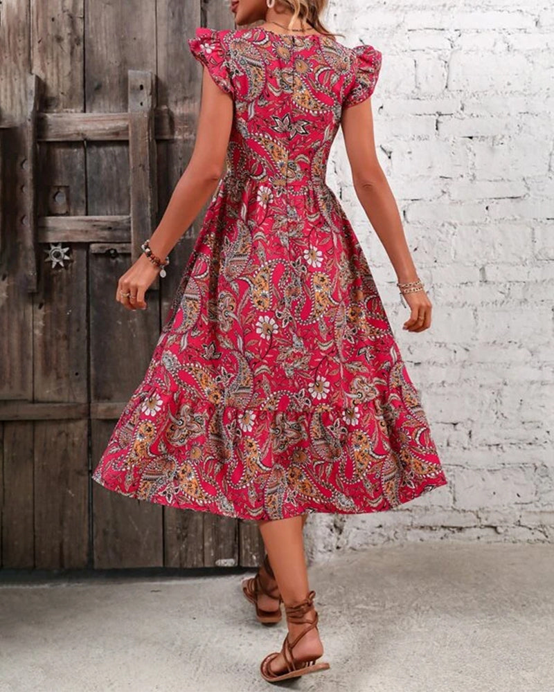 Robe imprimée à col en V