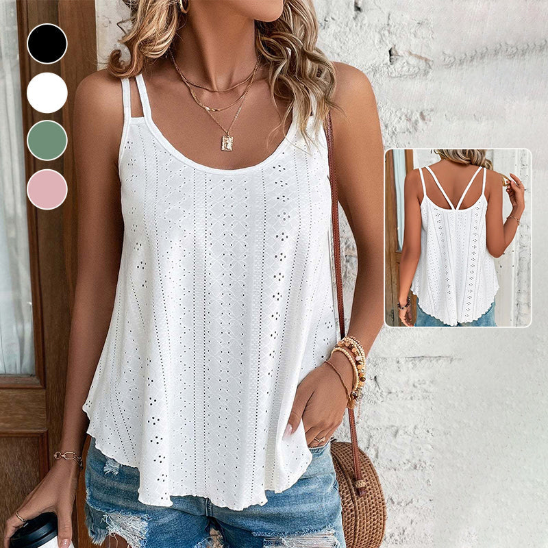 Top Cami Uni Avec Broderie Œillet