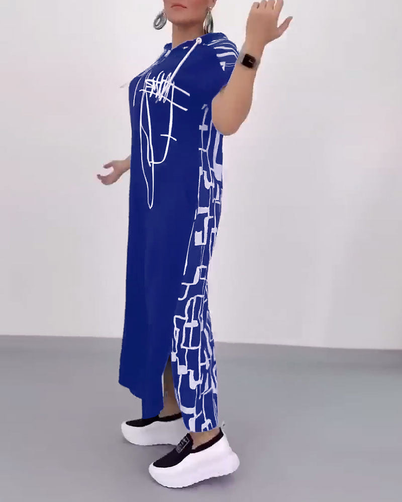 Robe Fermeture Éclair Mi-longue Lâche Contrastée