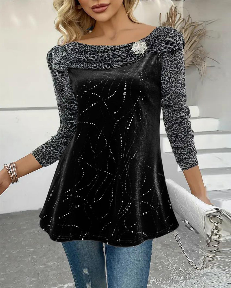 Haut À Manches Longues À Imprimé Léopard