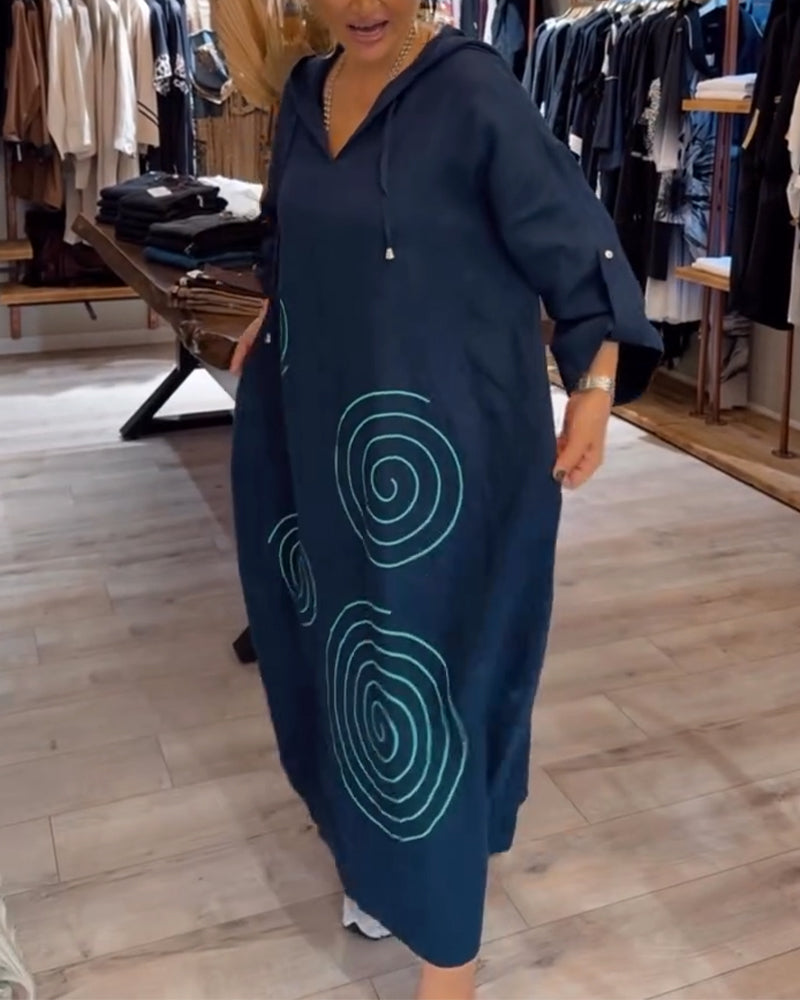 Robe À Capuche Manches Longues Large