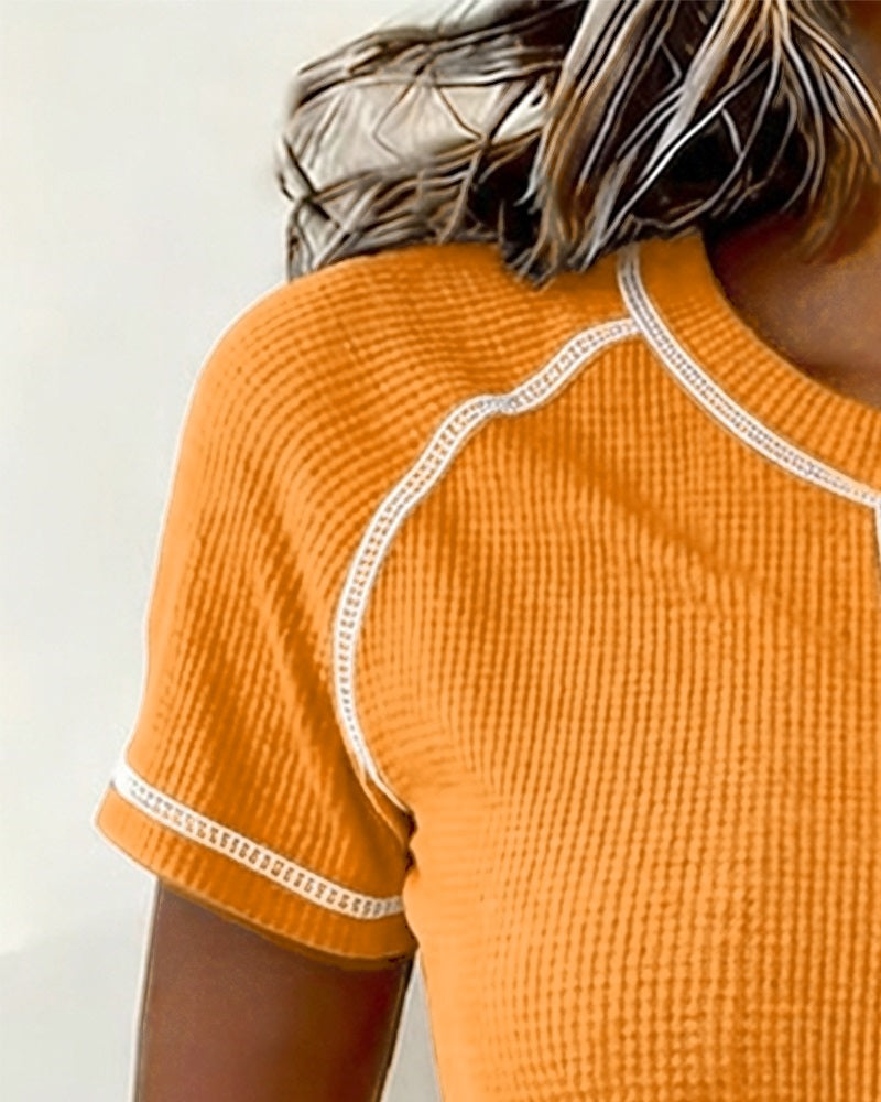 T-Shirt Tissage Gaufre Henley