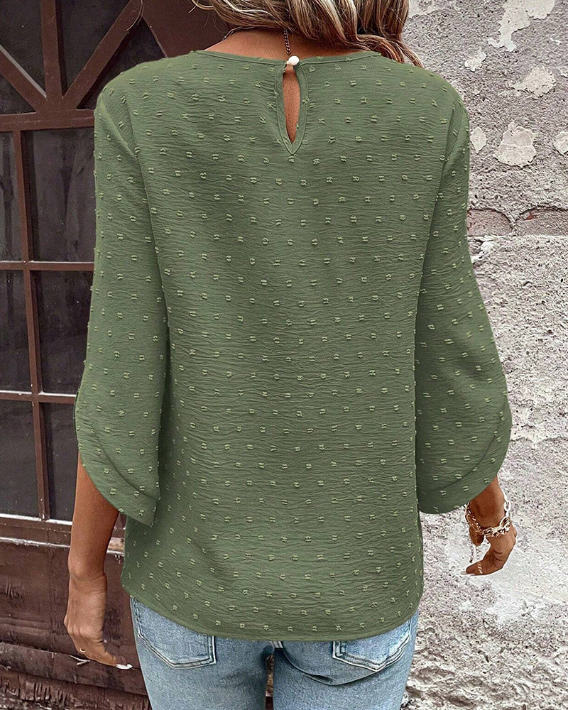 Blouse Col Rond Jacquard Uni