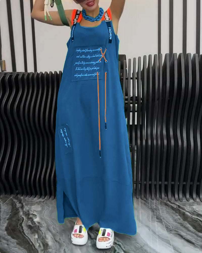 Robe Sans Manches Imprimé Lettre Personnalisé