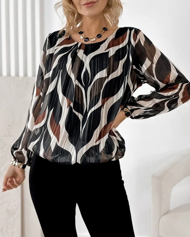 Blouse À Manches Ballon Et Col Rond
