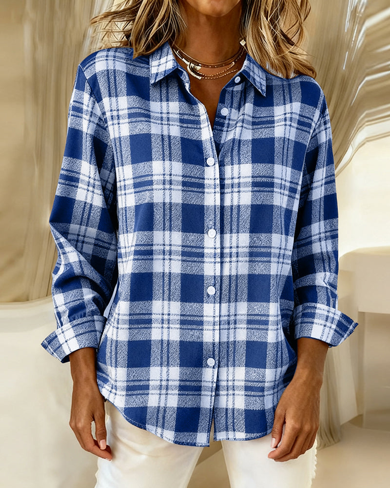 Blouses Tendance À Manches Longues À Carreaux
