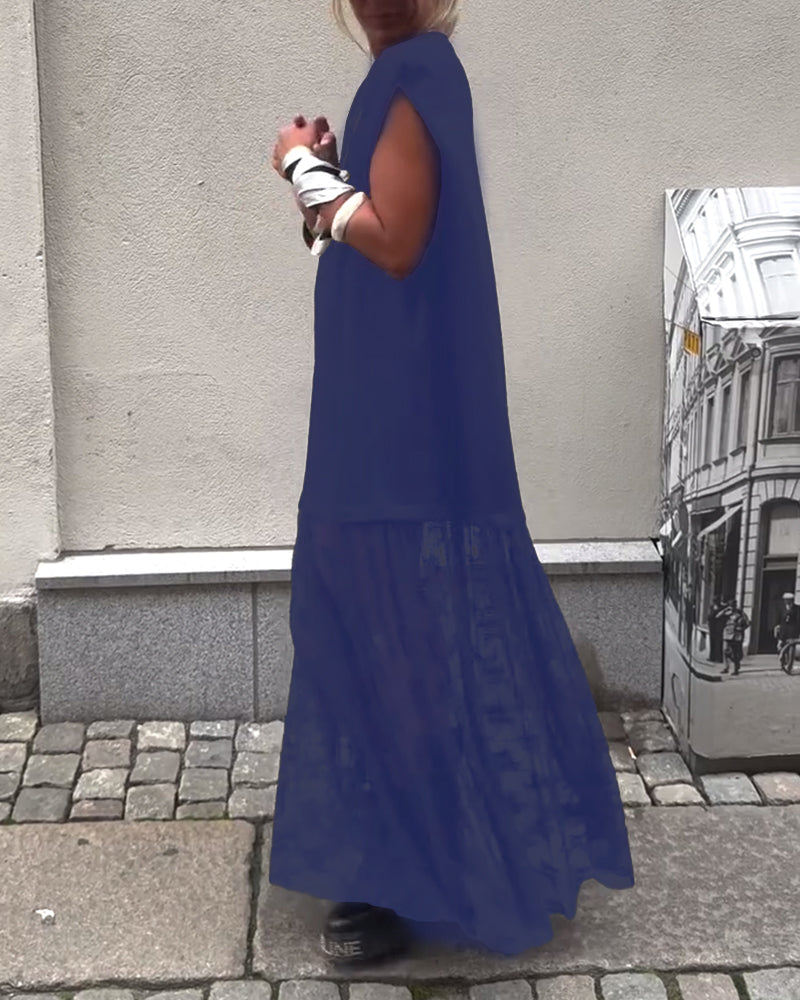 Robe sans Manches en Mesh et Patchwork