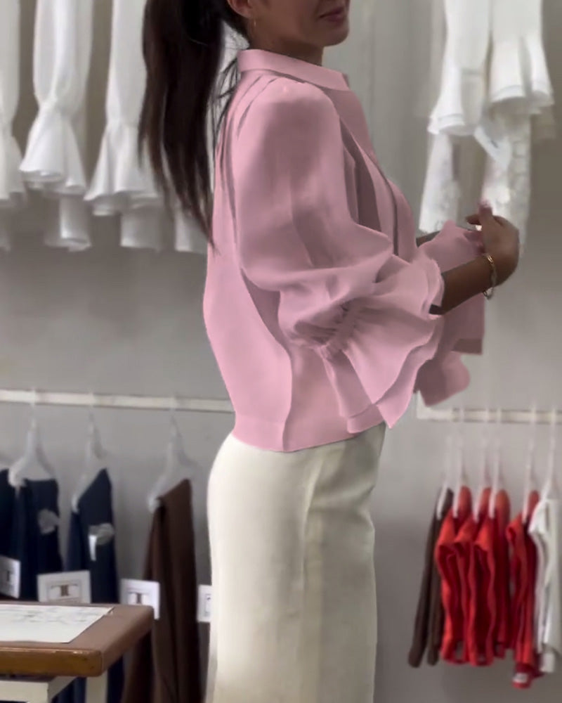 Chemise Manche Bouffante Volant