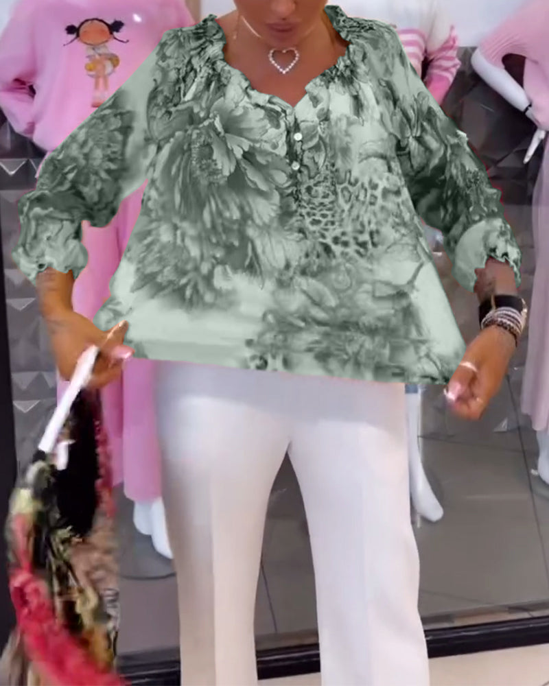 Chemisier Col V Imprimé Fleuri