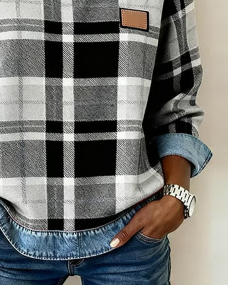 Sweat Tendance À Motif Patchwork À Carreaux