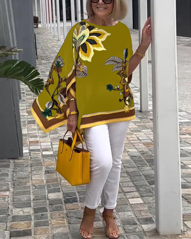 Blouse Imprimée Décontractée Et Ample