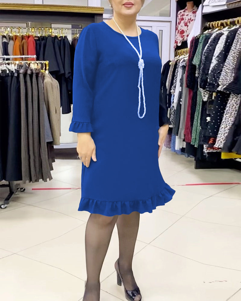 Robe unie à volants patchwork