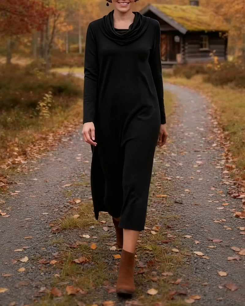 Robe décontractée simple de couleur unie avec poche