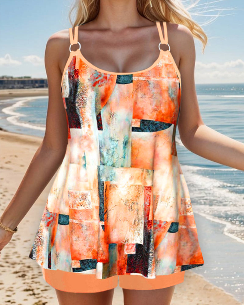 Tankini à bretelles et imprimé