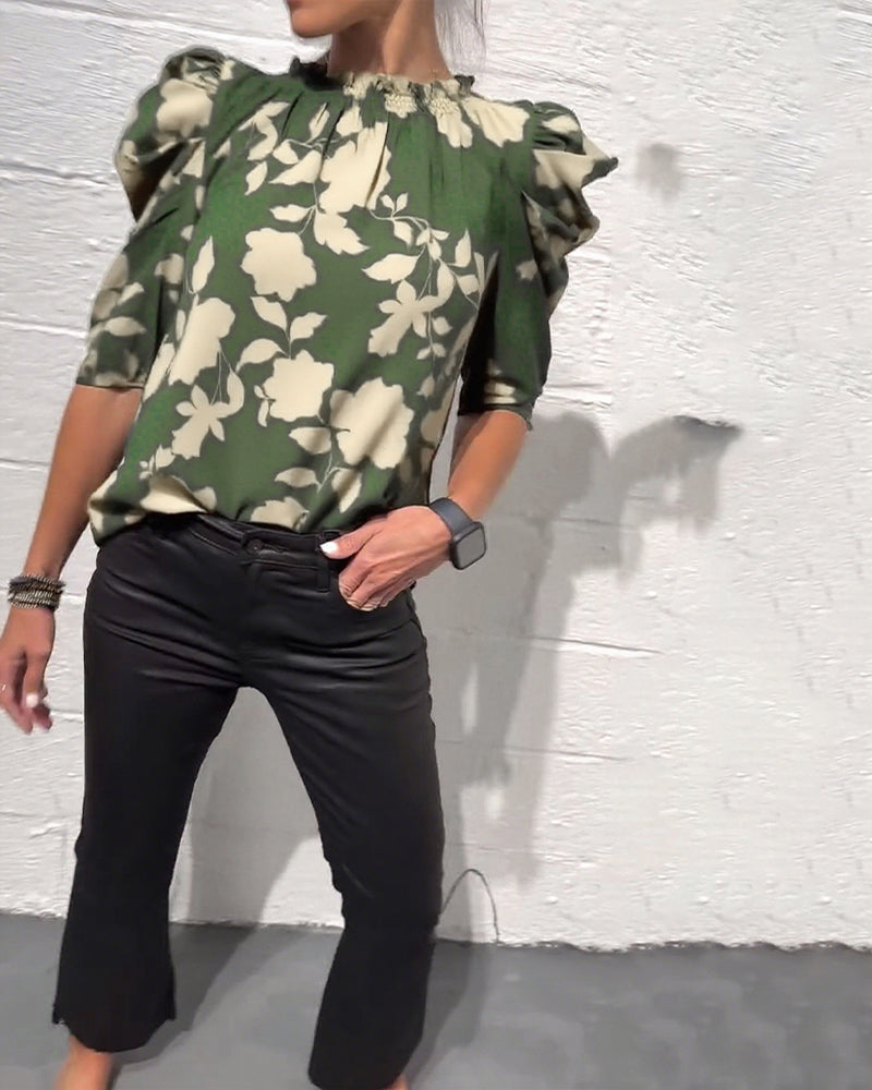 Blouse Manche Bouffante Volant