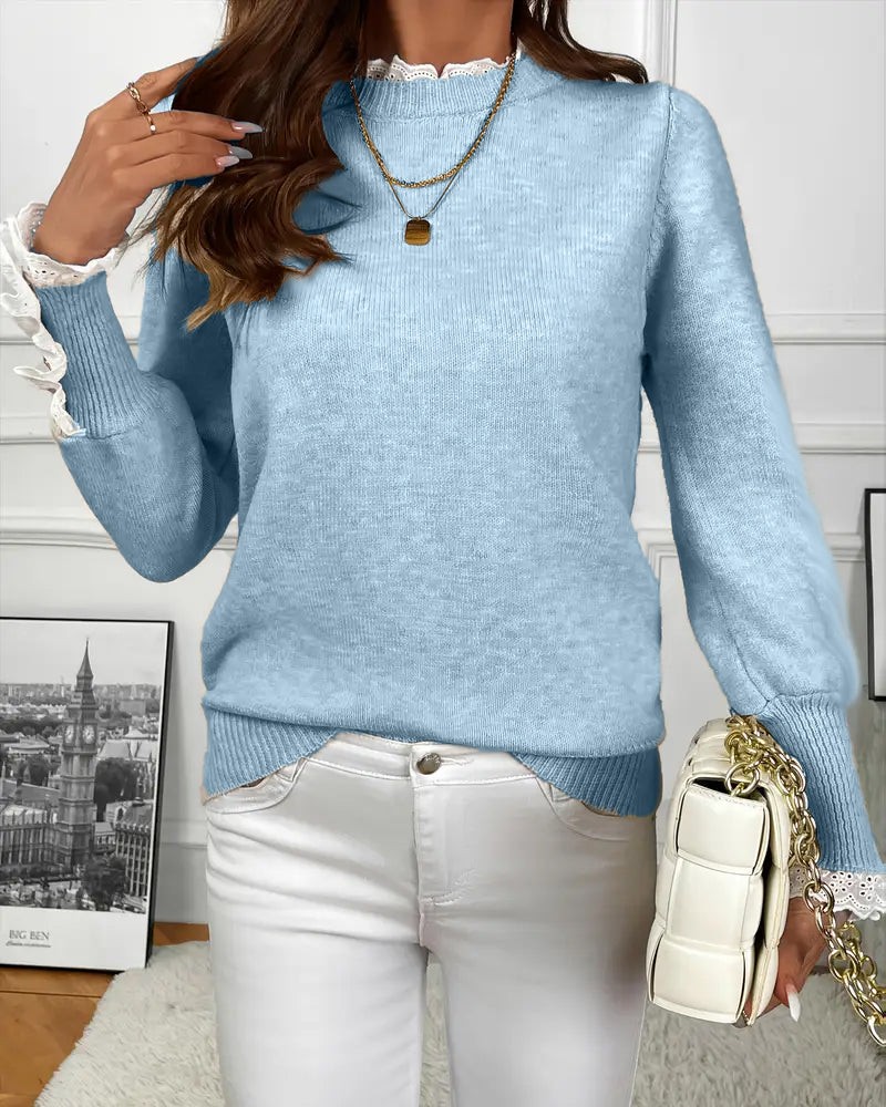 Pull Élégant Orné De Dentelle