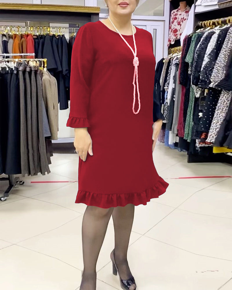 Robe unie à volants patchwork