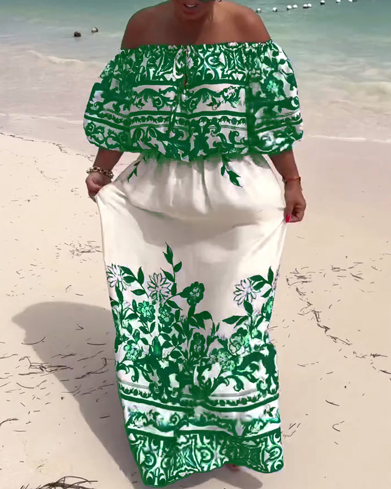 Robe Off-Shoulder Imprimé Resort