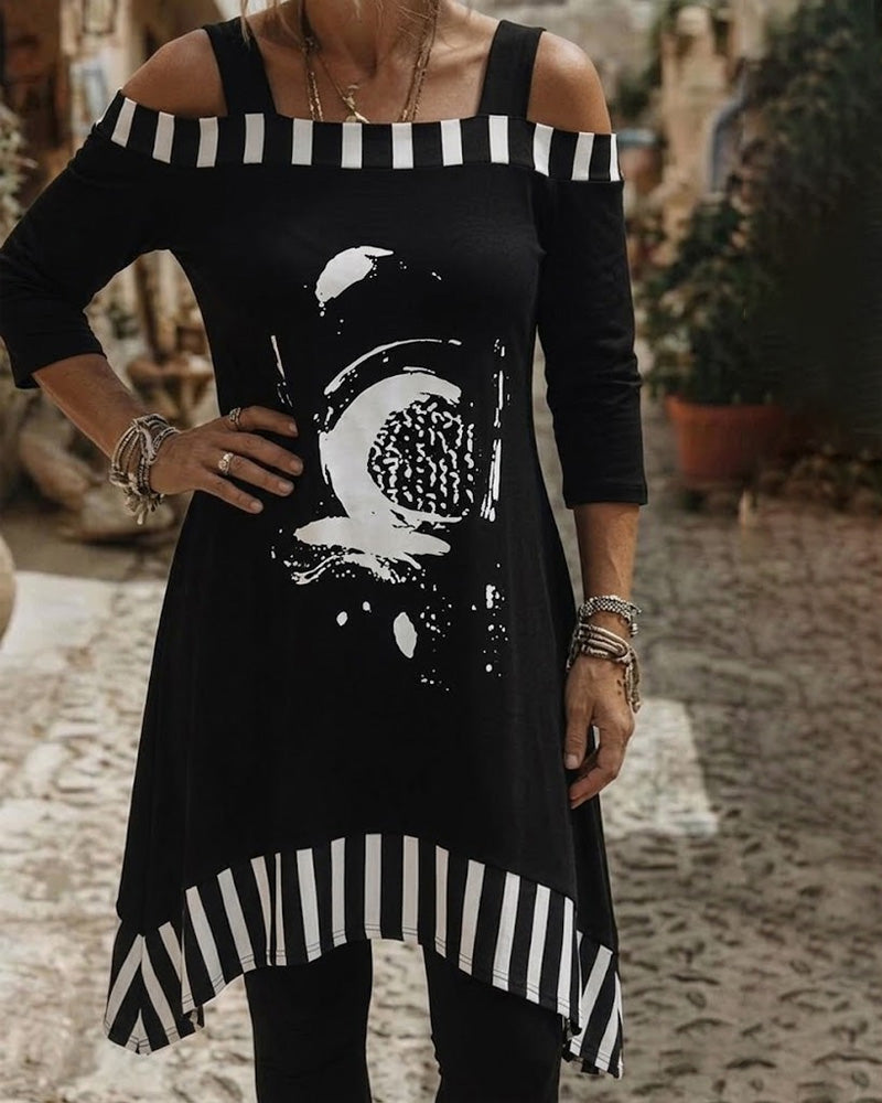 Robe Décolleté Large Imprimé Irrégulier
