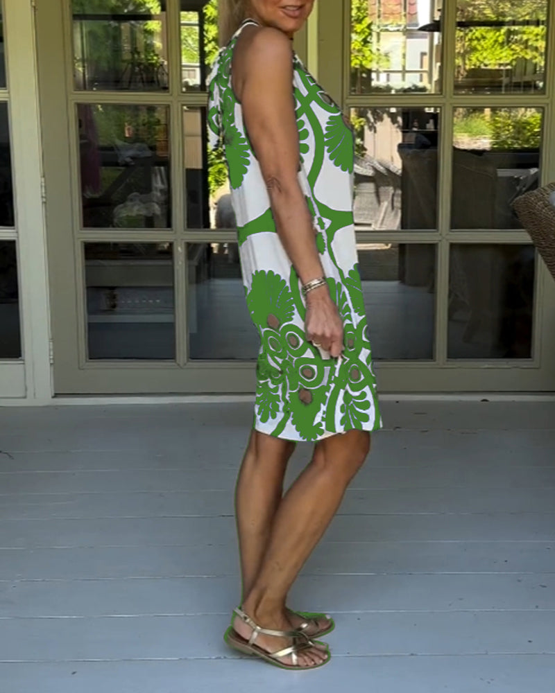 Robe imprimée vintage à col licou